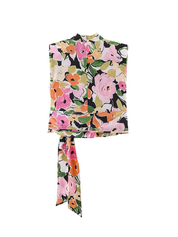 Radiant Floral Tie-Up Blouse