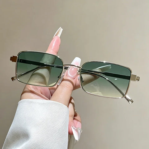 Daring Gold Rectangle Sunglasses