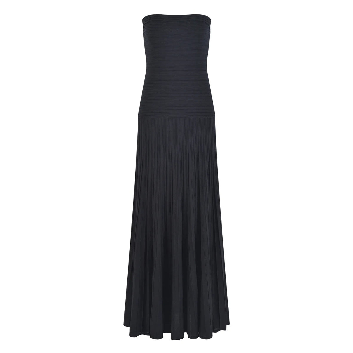 Vibrant Strapless Pleated Maxi Dress