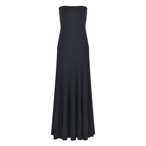 Vibrant Strapless Pleated Maxi Dress