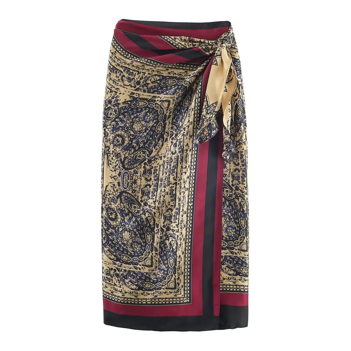 Wanderlust Paisley Wrap Midi Skirt
