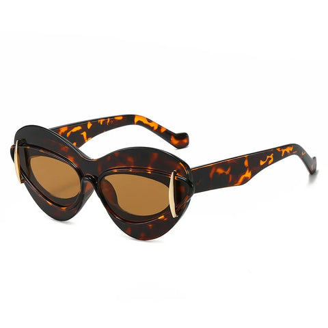 Daring Gold Oversized Cat Eye Sunglasses