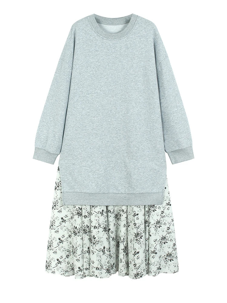 Grounded Floral Layered Midi Dress