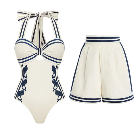 Confident Striped Ruffle Bikini Set