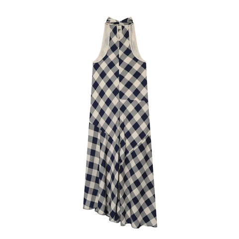 Ethereal Plaid Halter Midi Dress