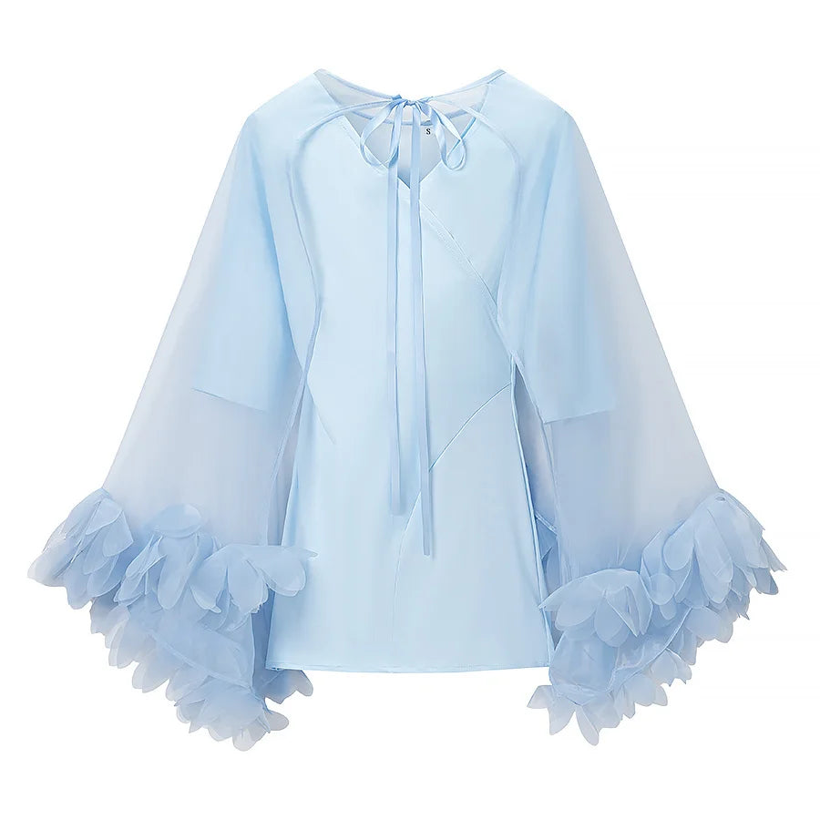 Ethereal Sheer Petal Trim Blouse
