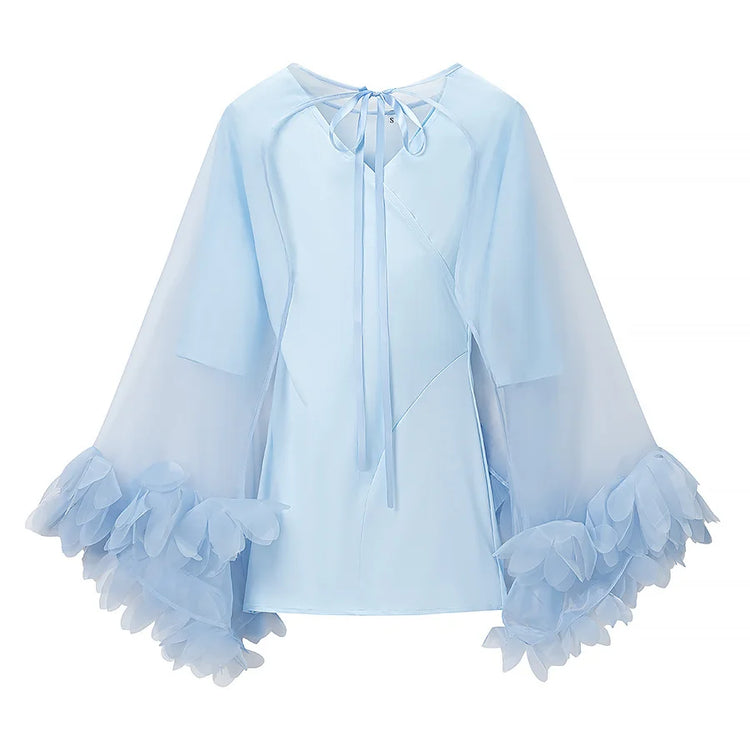 Ethereal Sheer Petal Trim Blouse