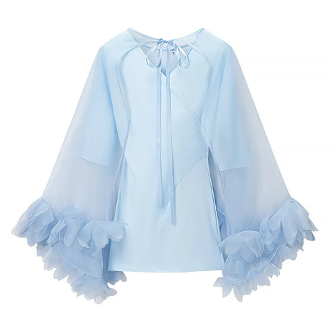 Ethereal Sheer Petal Trim Blouse