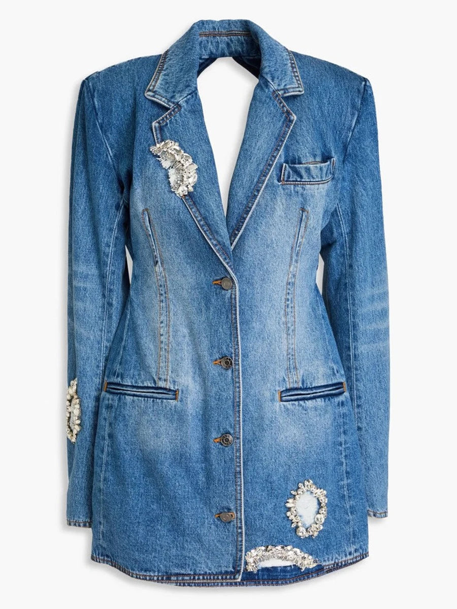 Daring Beaded Denim Jacket