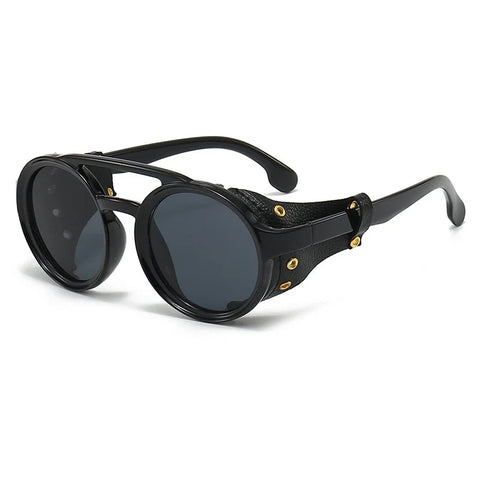 Adventurous Leather Round Sunglasses