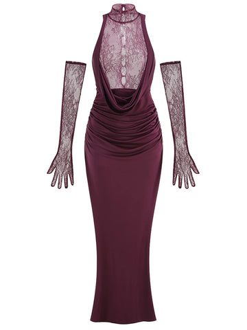 Luminous Lace Patchwork Maxi Dress