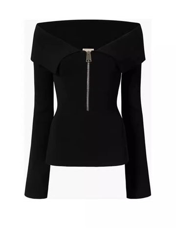 Confident Zipper Off-Shoulder Top