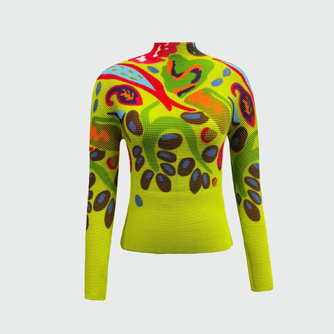 Vibrant Printed Pleated Longsleeve Top