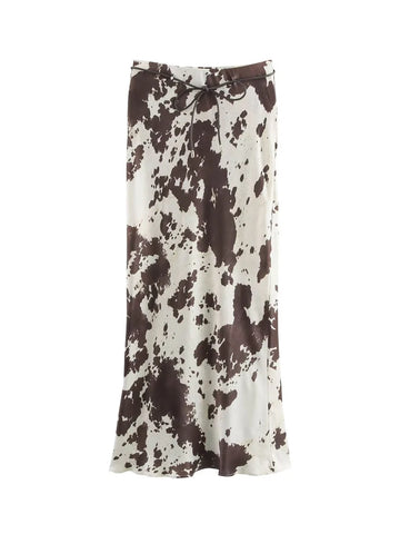 Untamed Printed Satin Midi Skirt