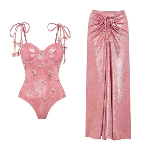 Radiant Shimmer Embroidered One-Piece