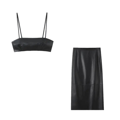 Fierce Faux Leather Midi Set