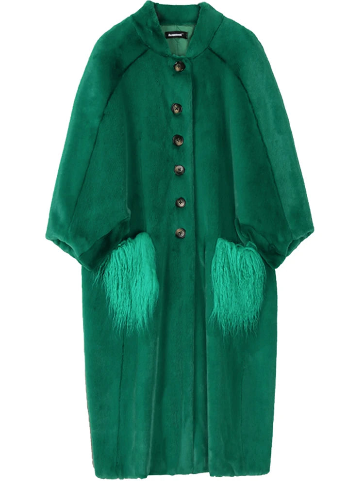 Vibrant Oversized Faux Fur Coat