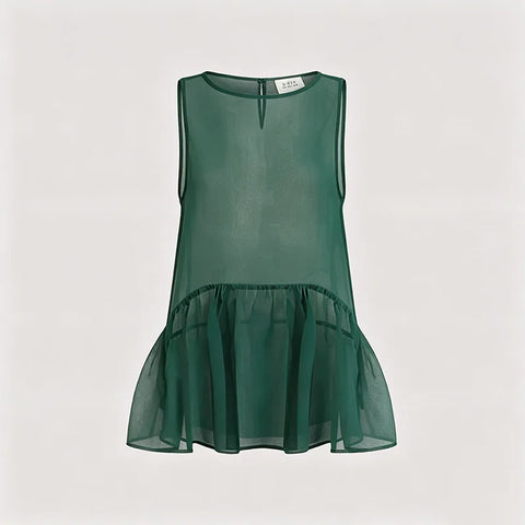 Elegant Sheer Ruffle Tank Top