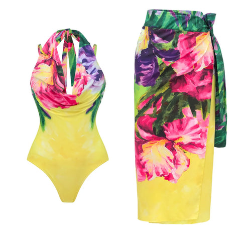 Vivacious Printed Halter One-Piece