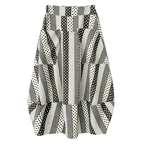 Unique Dot Striped A-Line Skirt