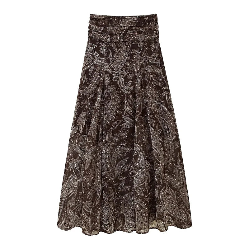 Wanderlust Vintage Printed Maxi Skirt