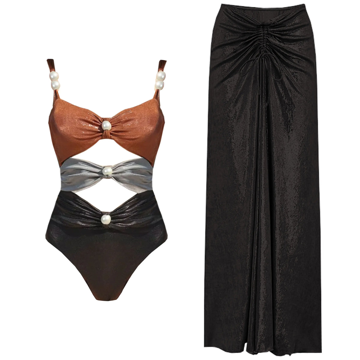 Radiant Shimmer Embroidered One-Piece