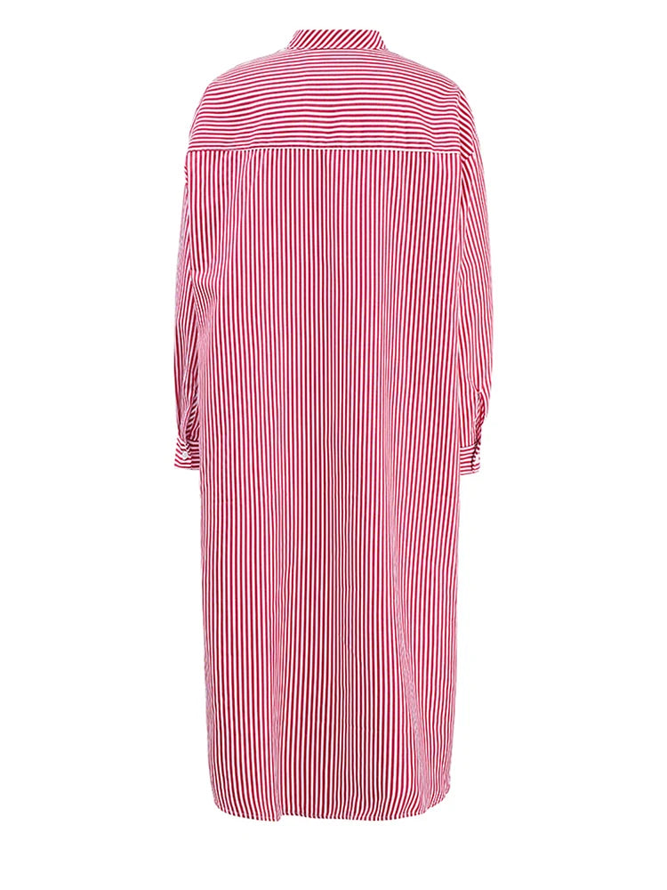 Grounded Striped Midi Shirt Dress