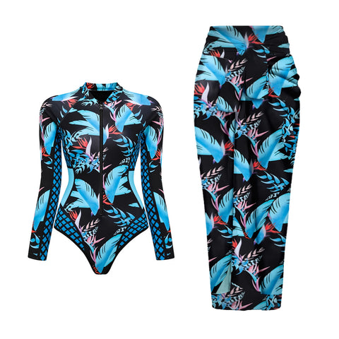 Wild Heart Printed Long-Sleeve One-Piece