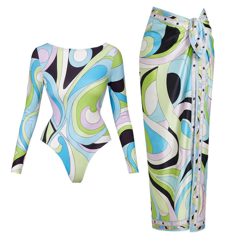 Vivacious Swirl Print Two-Piece Swimsuit