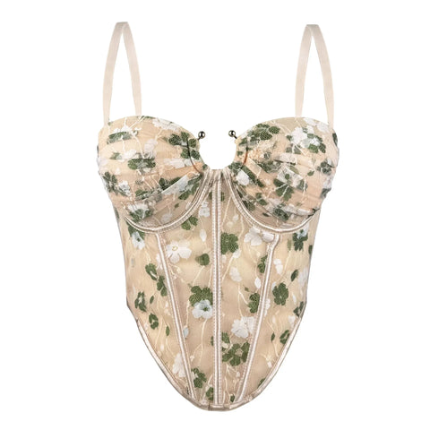 Radiant Floral Embroidered Corset Top