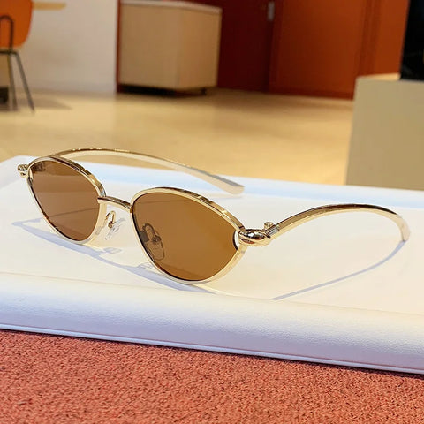Radiant Gold Metal Cat Eye Sunglasses