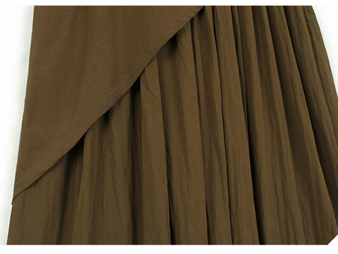 Grounded Pleated Irregular Midi Dress