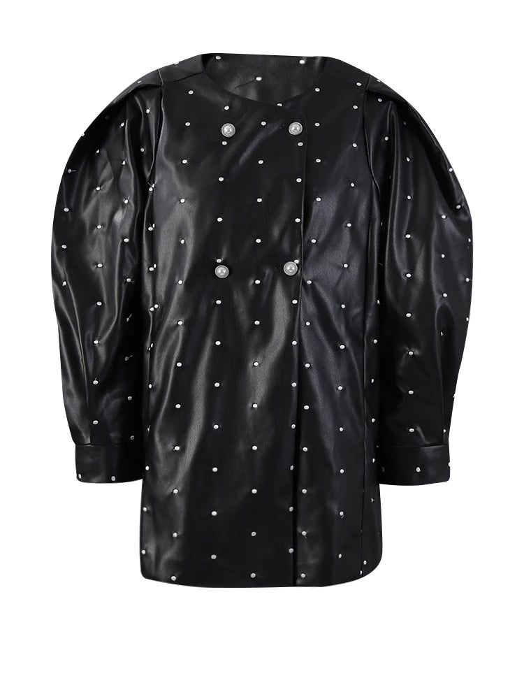 Audacious Dot PU Leather Jacket