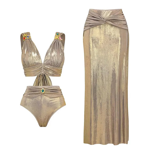 Radiant Shimmer Embroidered One-Piece