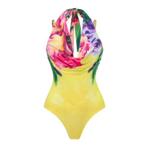 Vivacious Printed Halter One-Piece