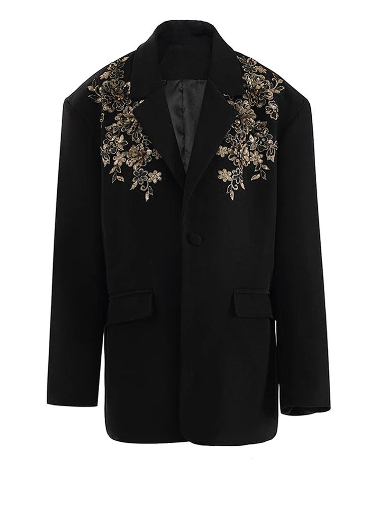 Divine Sequin Floral Oversized Blazer