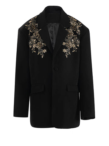 Divine Sequin Floral Oversized Blazer