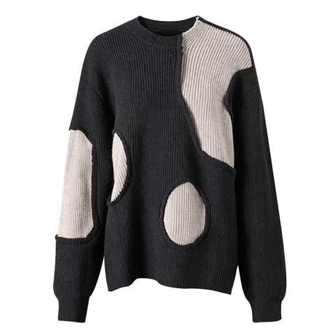 Unique Color Block Knit Sweater