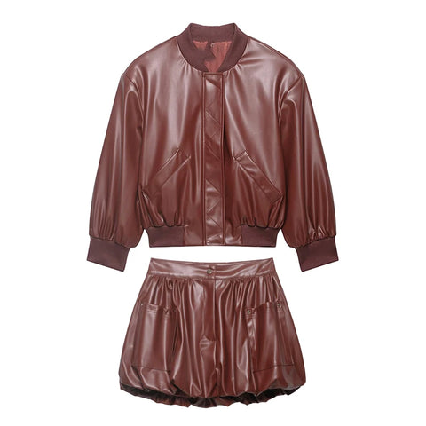 Audacious Faux Leather Two-Piece Set