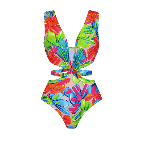 Vibrant Printed Ruffle Bikini Set