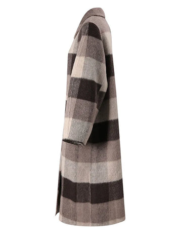 Grounded Plaid Wool Long Coat
