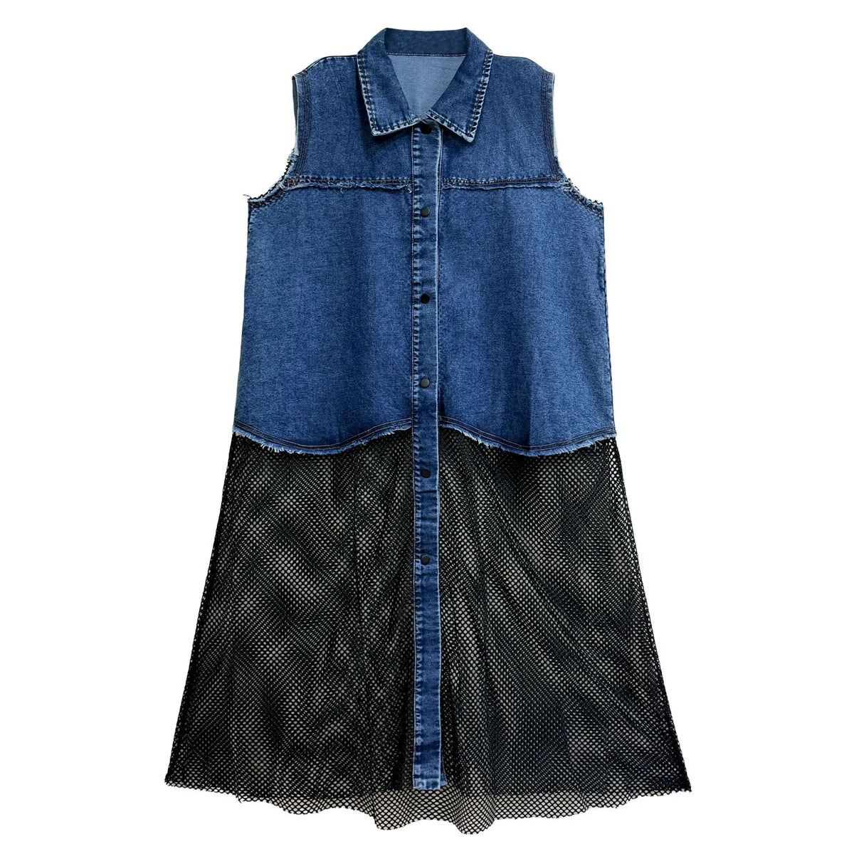 Unique Spliced Denim Maxi Dress