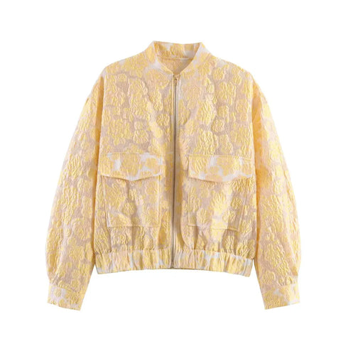 Vibrant Patterned Cropped Bomber Jacket