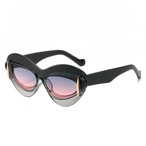 Daring Gold Oversized Cat Eye Sunglasses