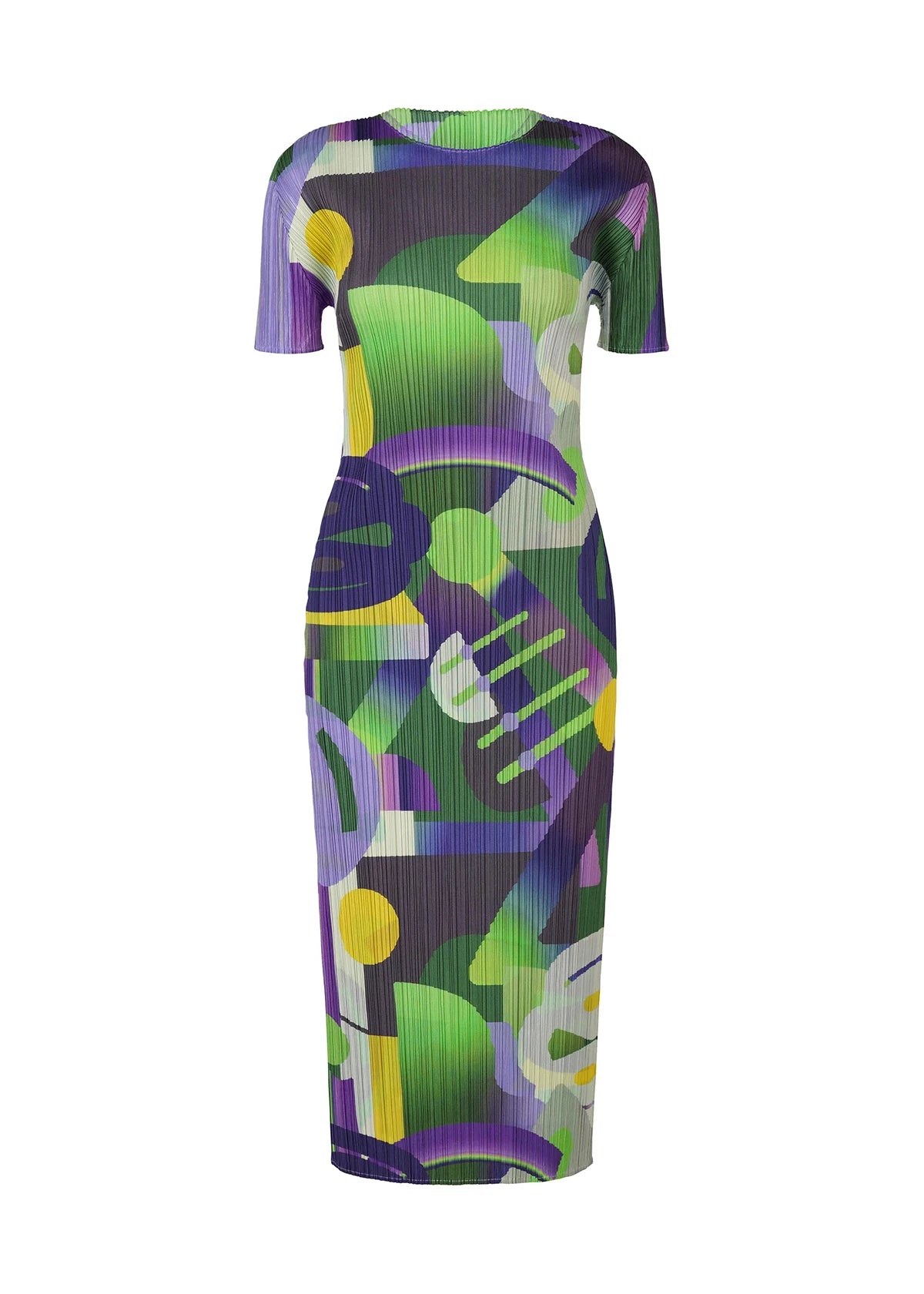 Spirited Geometric Pleated Maxi Dress