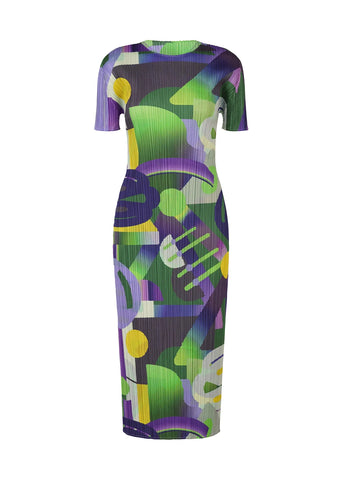 Spirited Geometric Pleated Maxi Dress