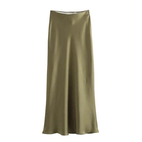 Refined Silk Midi Skirt