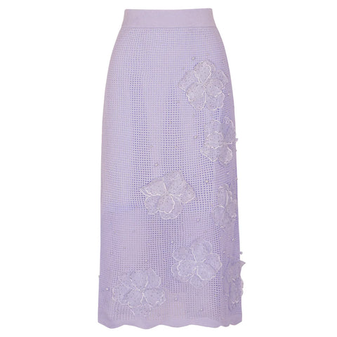 Radiant Beaded Floral Knit Skirt