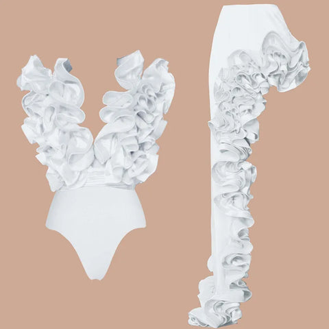Fierce Ruffled Low-Waist Bikini Set