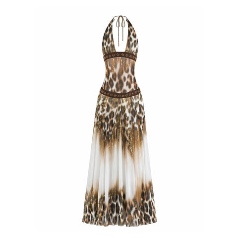 Final Sale Printed Halter Maxi Dress